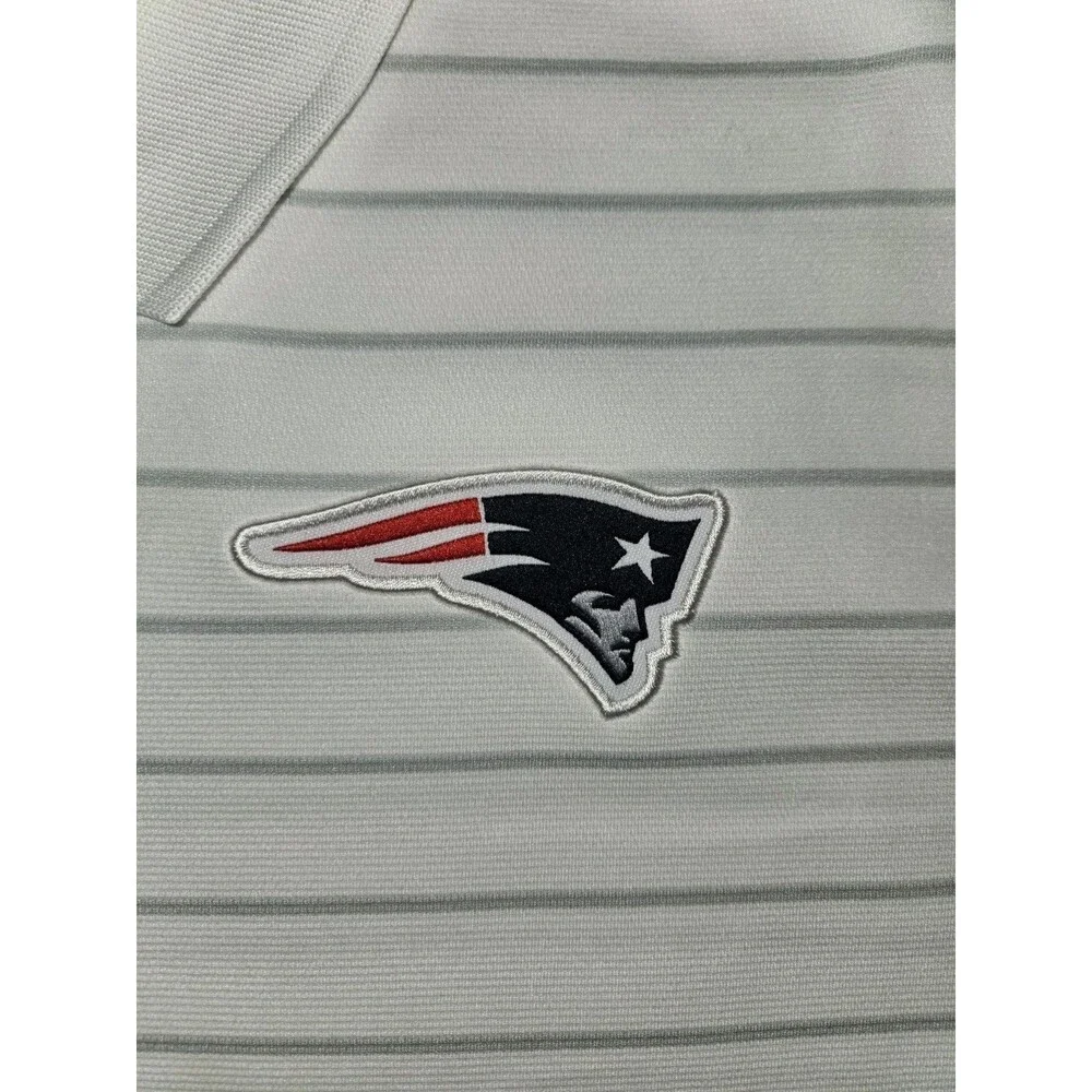 Mens Nike DriFit On Field Apparel New England Patriots Striped Polo Shirt 2XL
